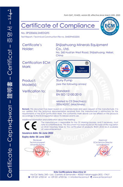 China Shijiazhuang Minerals Equipment Co. Ltd Certification
